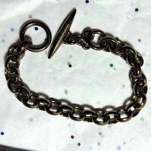 Designer Signed Diego Massimo Bronze Thick Chunky Toggle Chain Bracelet Italy